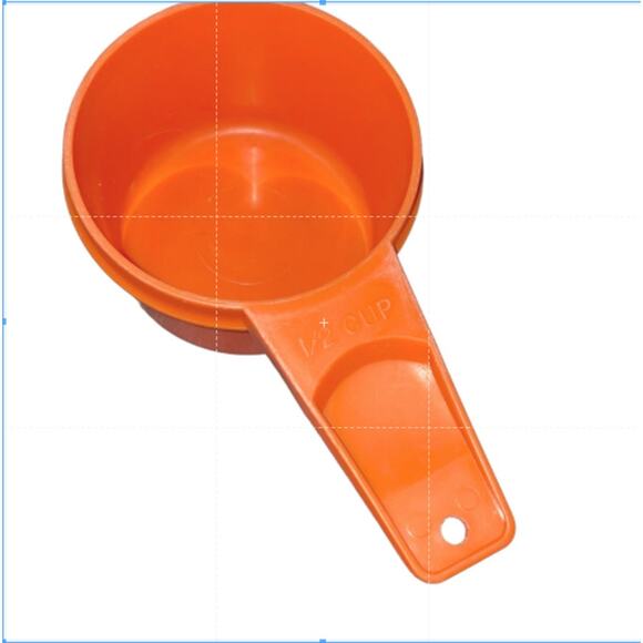 Vintage Tupperware Measuring Cups 1C 1/2 2/3 3/4 Orange Nesting Stackable Set x5 - Picture 6 of 11